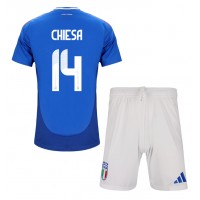 Maglia Calcio Italia Federico Chiesa #14 Prima Divisa Bambino Europei 2024 Manica Corta (+ pantaloncini)